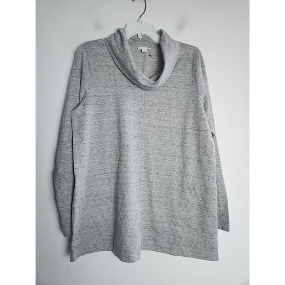 J.Jill Women Grey Cotton Blend Knit "Ottoman" Cowl Neck Sweater size Medium - Picture 1 of 9